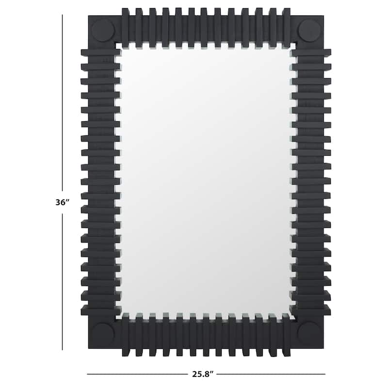 SAFAVIEH Home Brom Black 36-Inch Vertical Rectangle Firwood Mirror - 25.8"W x 3.2"D x 36"H