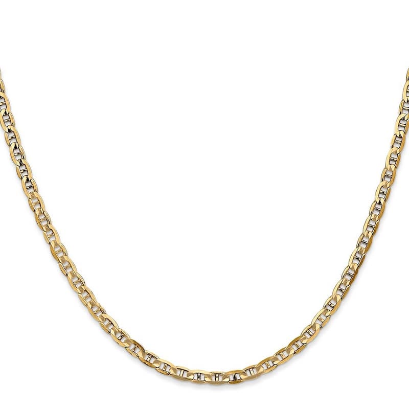 Curata 10k Yellow Gold 3mm Concave Mariner Anchor Chain Bracelet