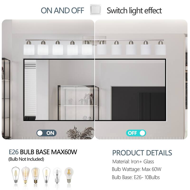 10-Light Brushed Nickel Vanity Light(No Bulbs Included)