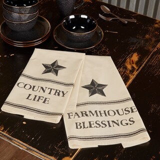 Farmhouse Star Country Life Muslin Unbleached Natural Tea Towel Set of 2 19x28 - Tea Towel 28x19