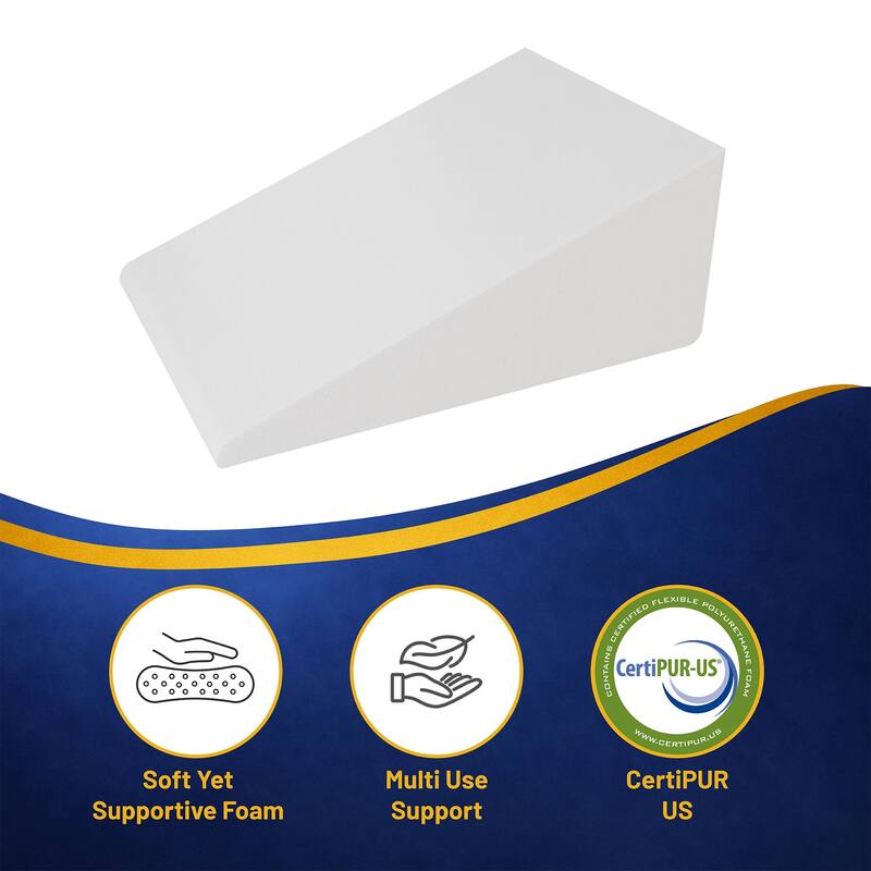Bed Wedge Pillow - Foam Incline Cushion System for Legs and Back Support Pillow - Acid Reflux, Heartburn, Reading, White