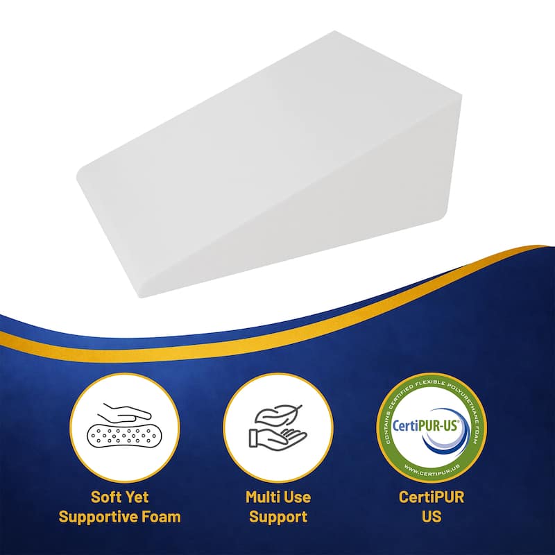 Bed Wedge Pillow - Foam Incline Cushion System for Legs and Back Support Pillow - Acid Reflux, - White
