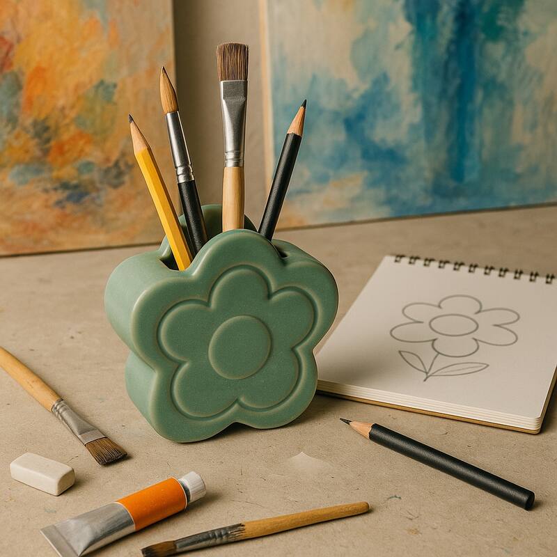 Ceramic Storage Flower Shape Modern Accent - 6"