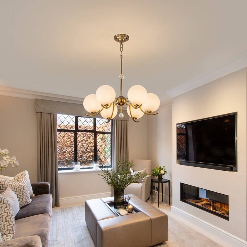 Starsky 6-Light 27inch Modern Sputnik Ceiling Light Glass Globe Bubble Chandelier