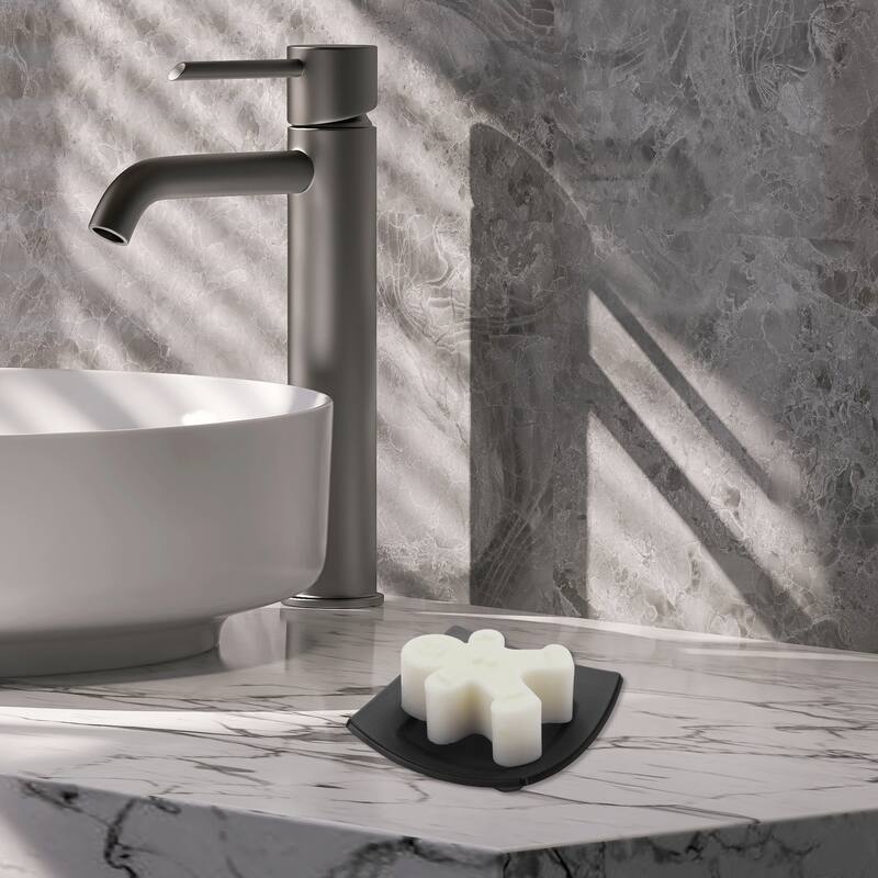 Waterproof Curved Soap Holder for Bathroom 3.74"x3.74"x0.71" 1 Pc - Clear Black