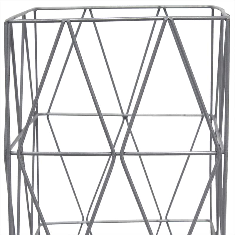 Metal Cage Geometric Table Lamp with Rectangular Shade - 5 x 5 x 10 in. (L x W x H)
