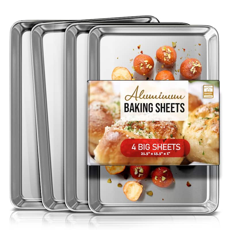 JoyTable Aluminum Steel Non-stick Baking Sheet/Cookie Sheet Set - Big Sheet Pan - 4 Piece