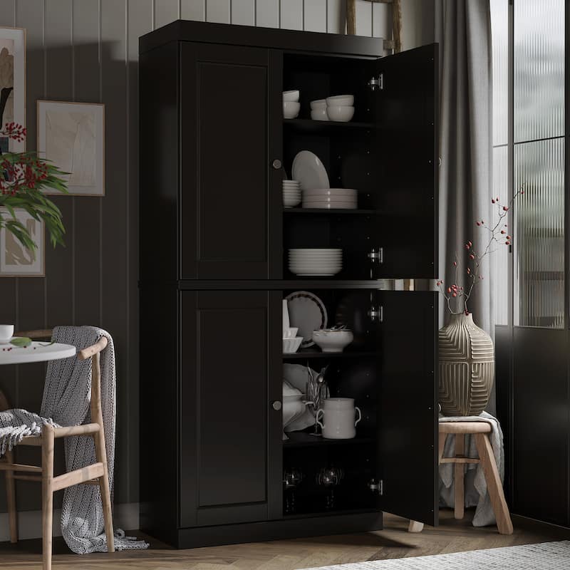 Palace Imports 100% Solid Wood Pantry Cabinet, Raised Panel Doors, Adjustable Shelves, 32" Wide, 71.5" Tall - 32" x 71.5"