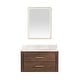 preview thumbnail 82 of 106, Cristo Floating Bath Vanity with White Quartz Stone Top and Mirror 36 in. - Dark Brown Oak
