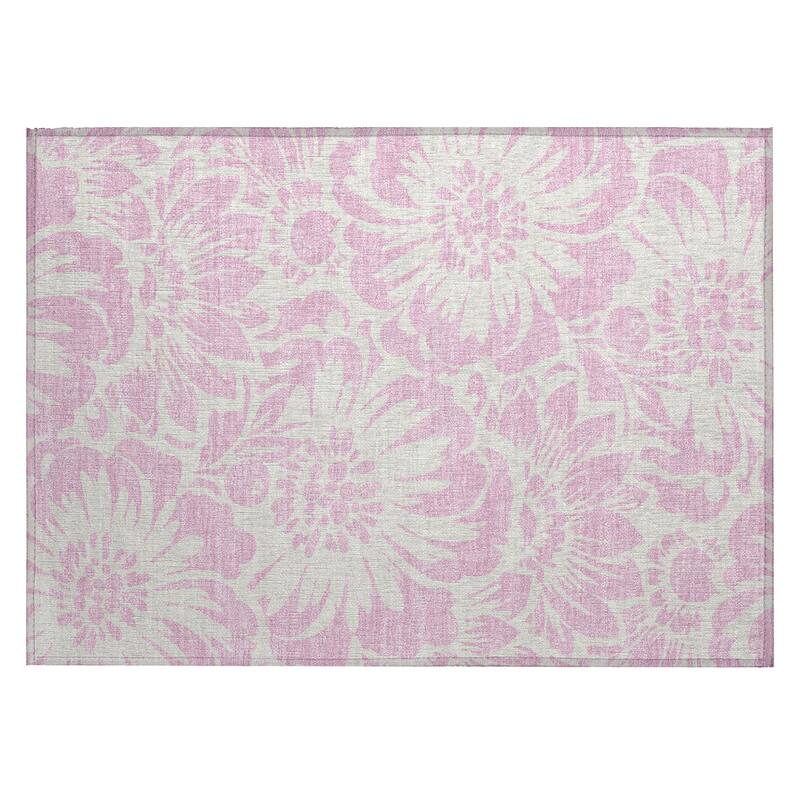 Machine Washable Indoor/ Outdoor Whimsy Floral Chantille Rug