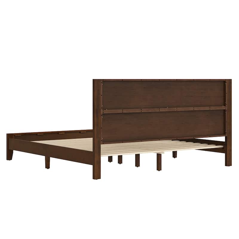 Modern Full/Queen/King Size Solid Wood Platform Bed with Headboard