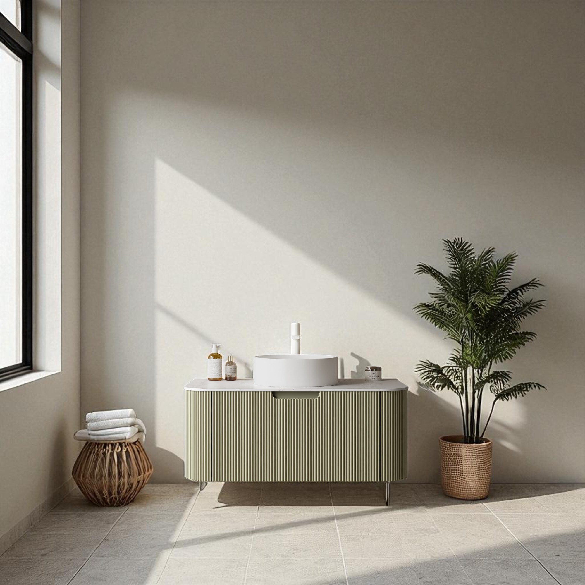 36 Inch Wall Mounted Bathroom Vanity with Vessel Sink, Artificial Marble Top and Soft Close Drawer