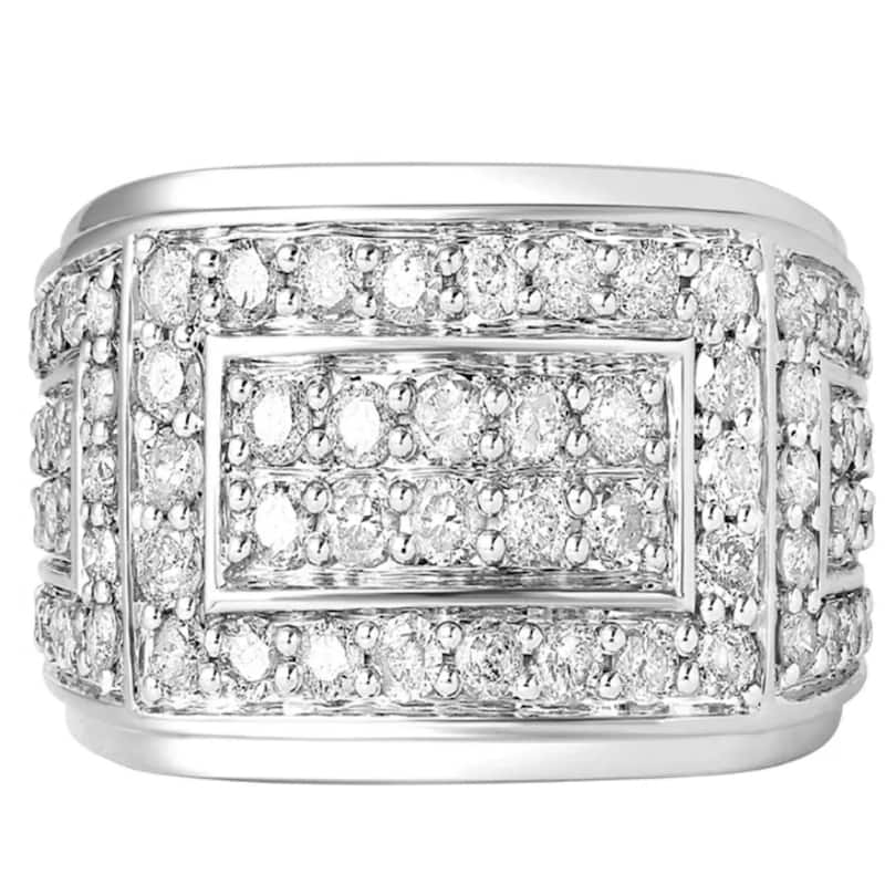 2Ct Diamond Mens Ring in 10k White or Yellow Gold