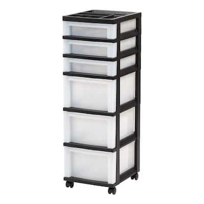 6-Drawer Storage Cart Black/Pearl