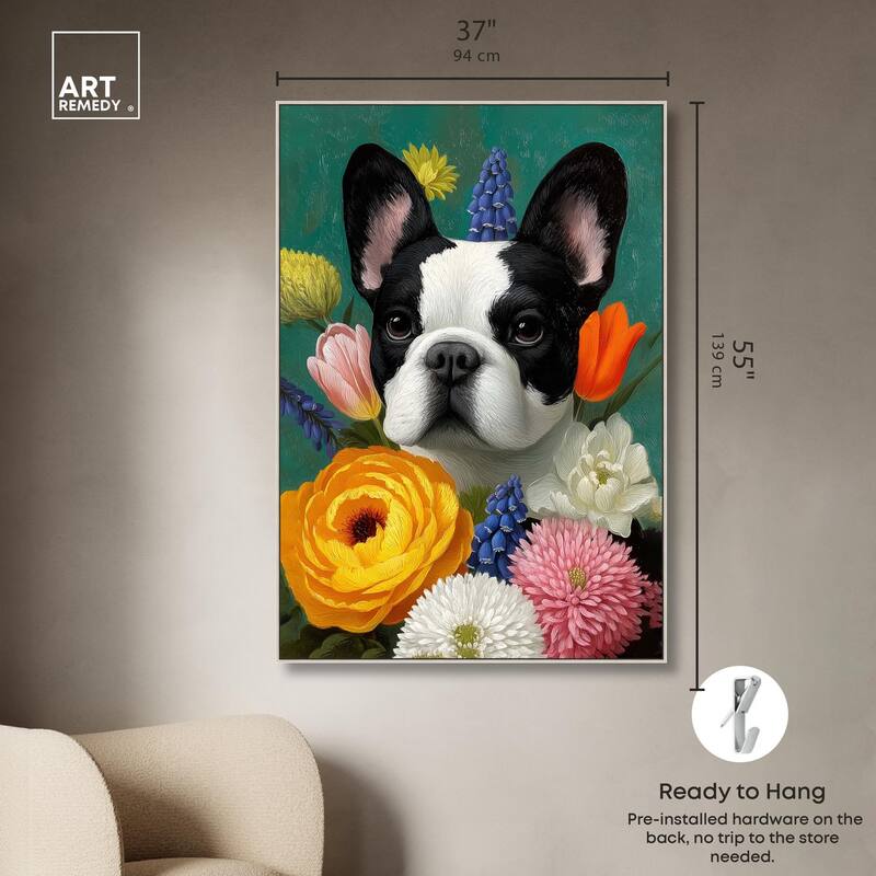Secret Garden Frenchie Canvas by Art Remedy