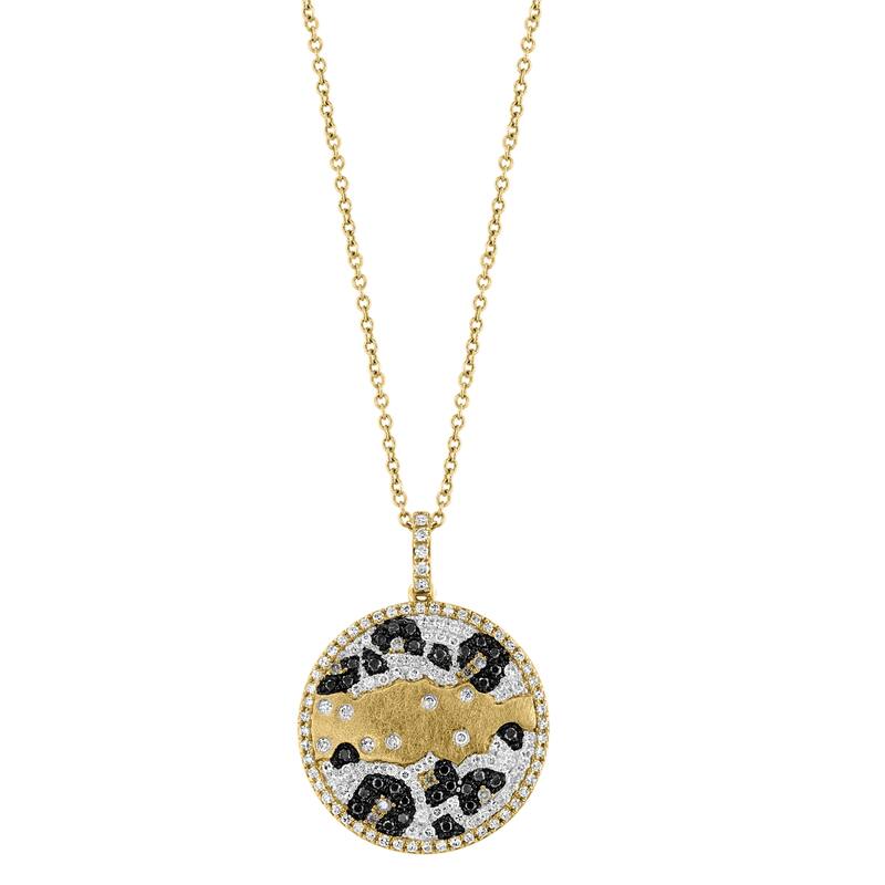 Effy Women's 14K Yellow Gold Diamond,Black Diamond,Espresso Diamond Pendant Necklace