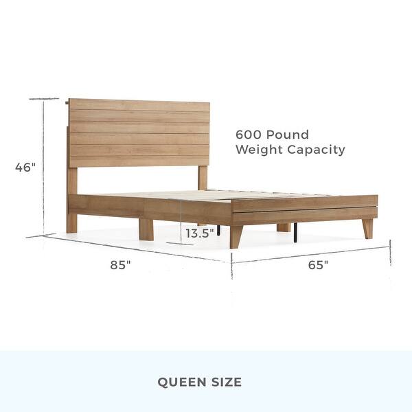 dimension image slide 9 of 18, Brookside Mabel Shiplap Platform Bed Frame with Headboard
