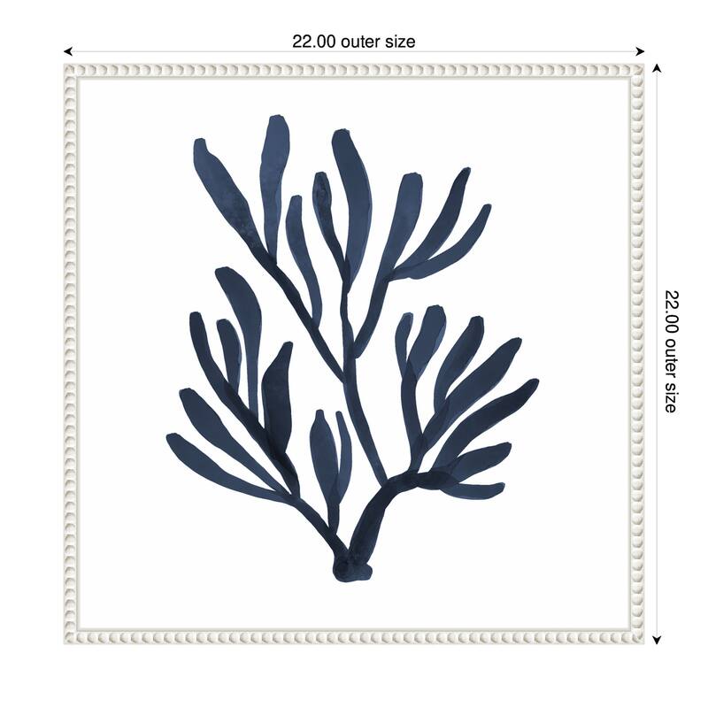 Kate and Laurel Sylvie Coastal Coral Seaweed Botanical 5 Framed Canvas by The Creative Bunch Studio