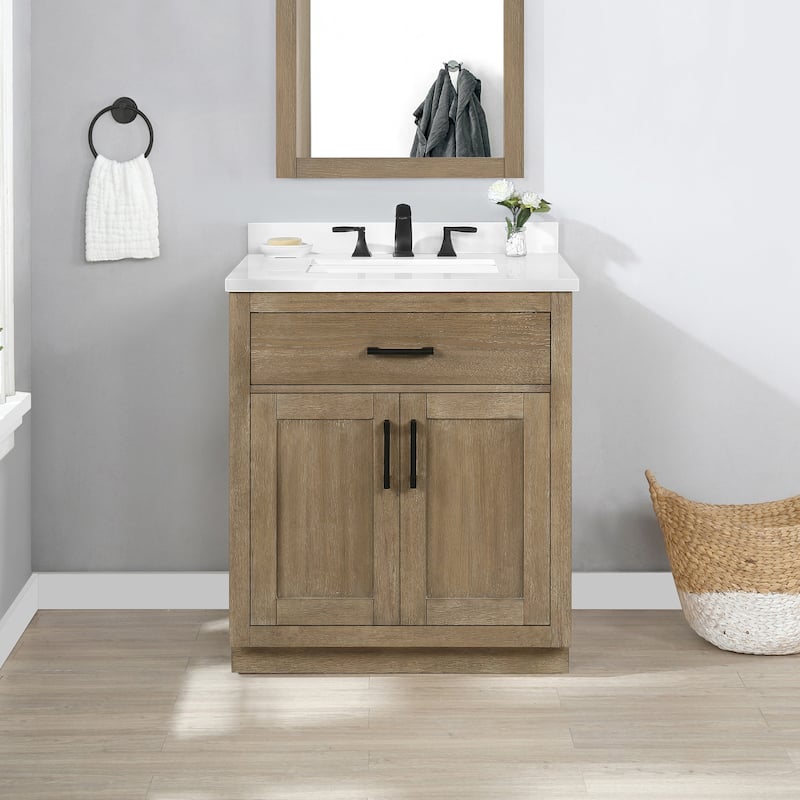 OVE Decors Bailey Bathroom Vanity with Power Bar - 30" - Driftwood Oak
