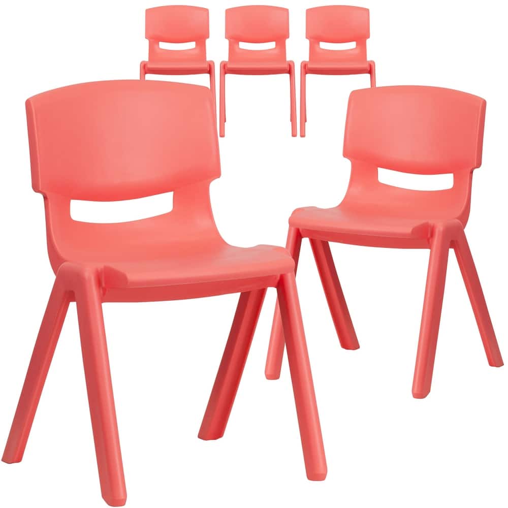 5 Pack Plastic Stackable School Chair with 13.25"H Seat - K-2 School Chair - 15.75"D x 14.5"W x 23.25"H