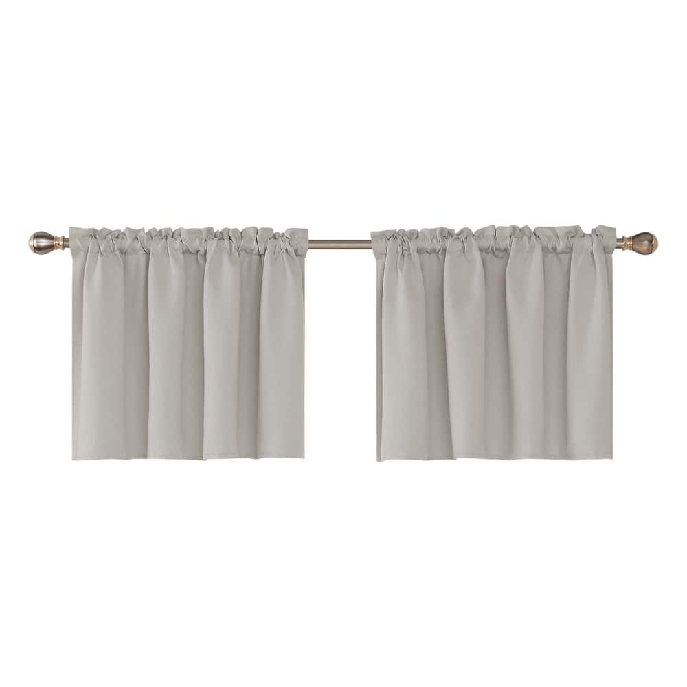 Rod Pocket Solid Window Valance for Kitchen (2 Panels)