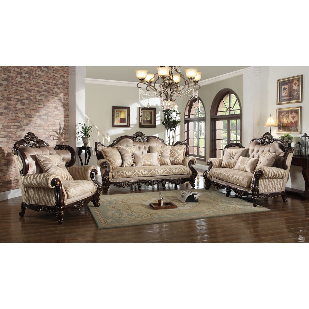 Jade Living Room Set with Wooden Accents