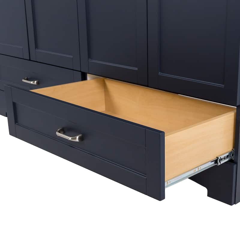 Spring Mill Cabinets Emlyn 60.5" Double Bathroom Vanity With Drawers and White Sink Top