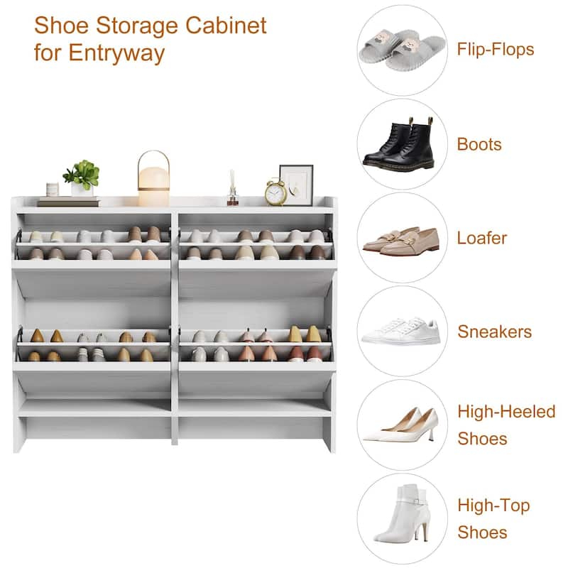 Drawer Wooden Shoe Cabinet with Adjustable Shelves