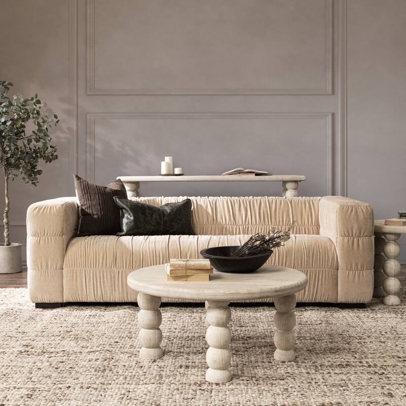 Classic Home Afeela Upholstered Fabric Sofa - French Vanilla