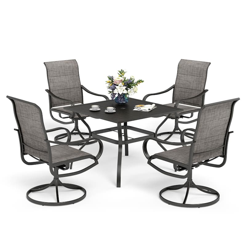 MAISON ARTS 5-piece Patio Dining Set with Swivel Textile Chairs