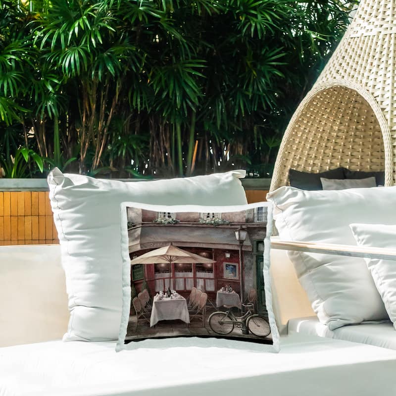 Stupell Outside Dining Bistro Printed Outdoor Throw Pillow Design by T.C. Chiu