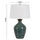 150 Watt Ceramic Frame Table Lamp with Drum Shade, White and Green