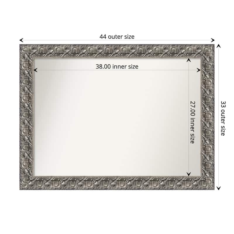 Non-Beveled Wood Wall Mirror - Silver Luxor Frame