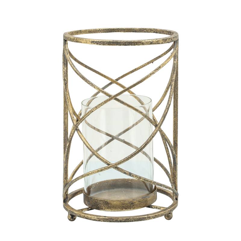 Metal Hurricane Candle Holder - Contemporary Rustic Pillar Candle Holder - Decorative Home Decor