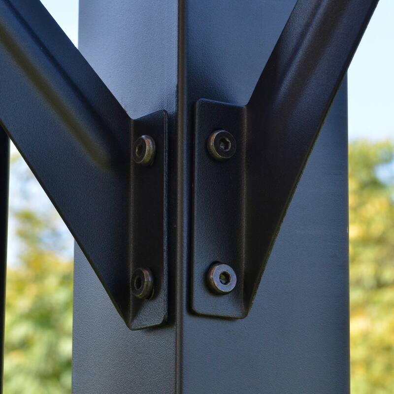 Outsunny 12ft x 10ft Outdoor Retractable Canopy Pergola Steel Frame Patio Pergola Shelter Sun Shade