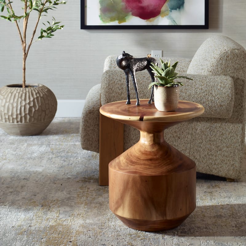 Hourglass Wooden Accent Table - 20" - Brown
