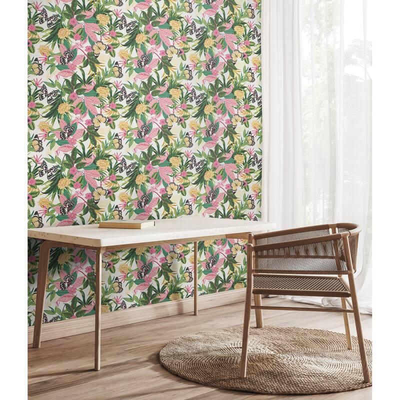 Hoopla Walls Paradise Flamingo Peel and Stick Wallpaper - N/A