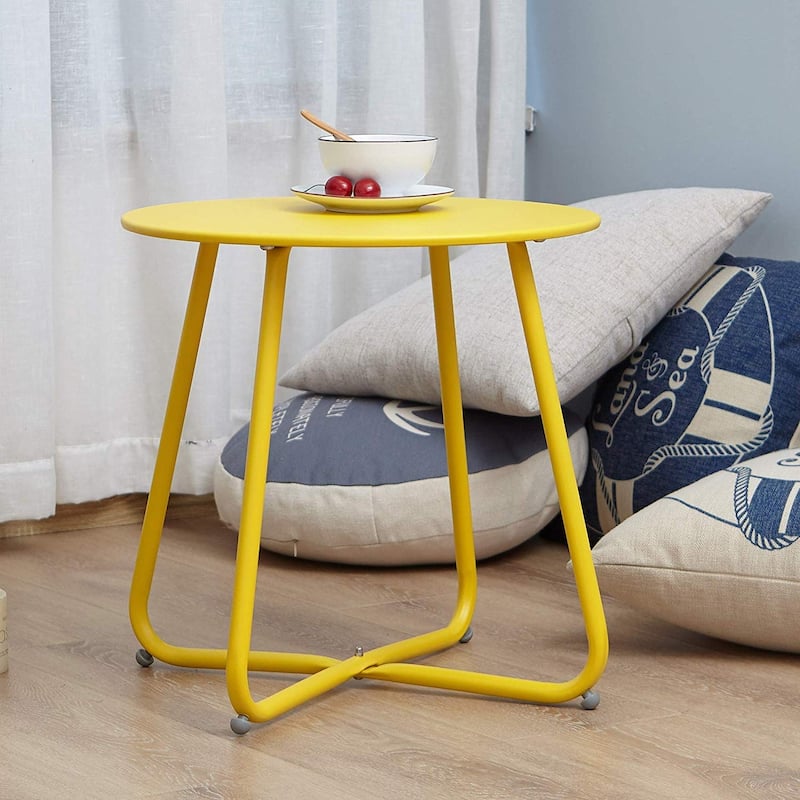 Clihome Outdoor Modern Steel Round Accent Side Table