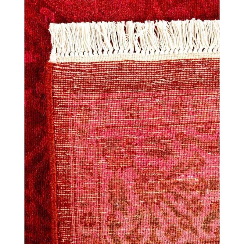 Overton Hand Knotted Wool Vintage Inspired Modern Contemporary Overdyed Pink Runner Rug - 3' 1" x 25' 1"