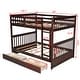 preview thumbnail 3 of 7, Full over Full Size Bunk Bed with Ladders, Solid Wood Kids Storage Bed Frame with 2-Storage Drawers for Bedroom, Espresso