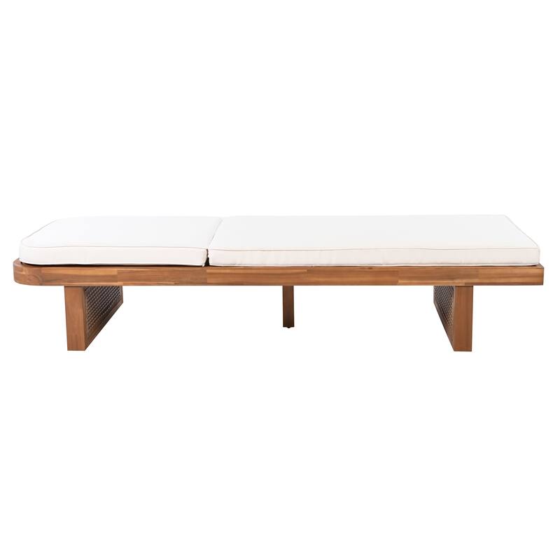 Christopher Knight Home - Veridiana Patio Acacia Wood ann PE Rattan Chaise Lounger with Removable Cushion