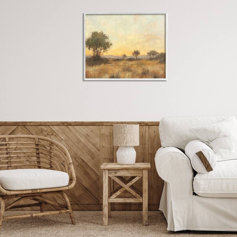 Stupell Honey Hued Horizon Framed Giclee Art Design By Petal Prints Design