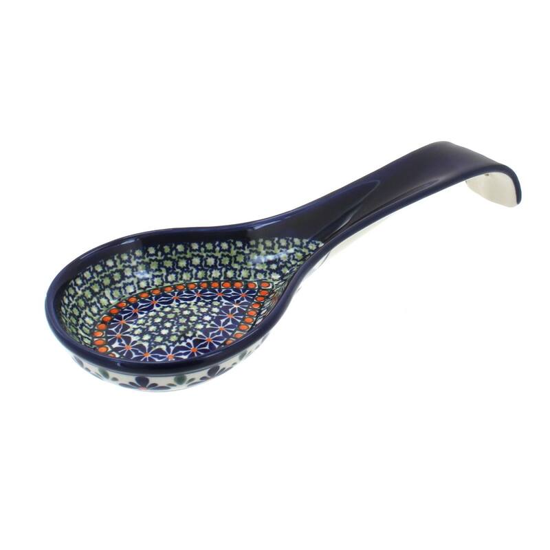 Blue Rose Polish Pottery 1178 Zaklady Large Spoon Rest