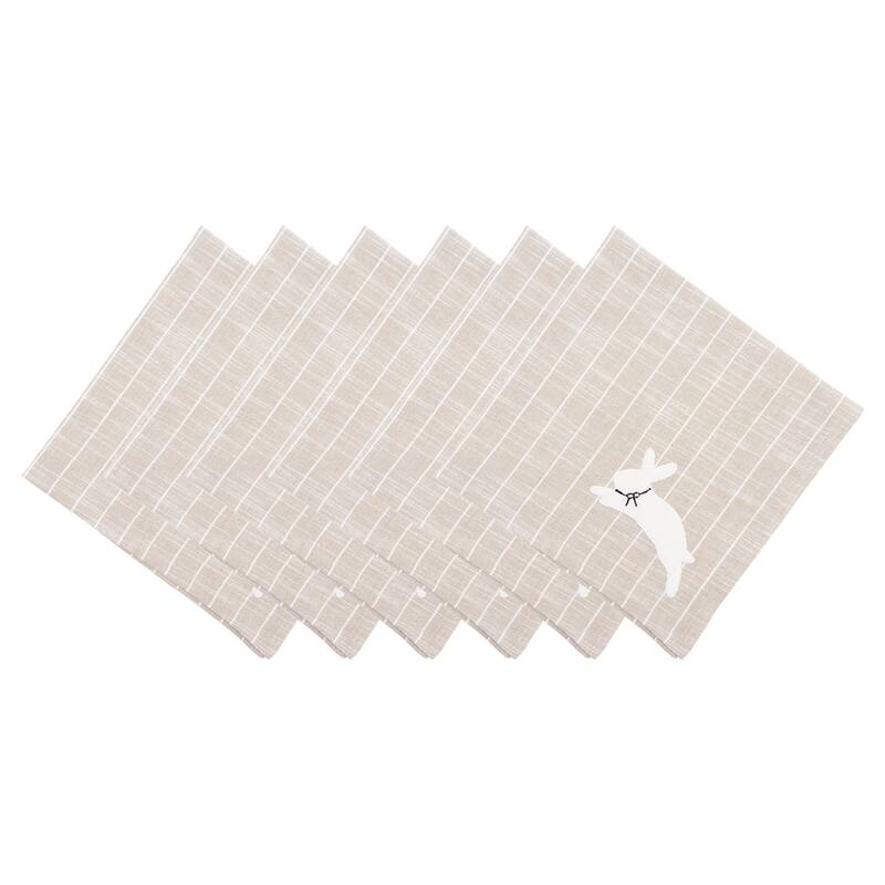 White Bunny Hop Stripe Napkin Set of 6 - Beige