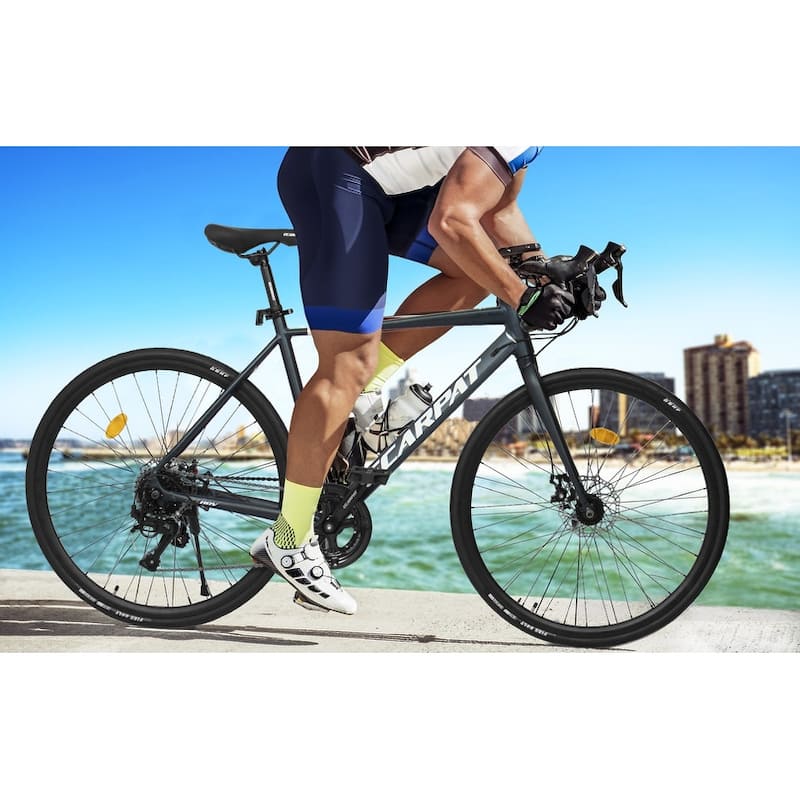 28" Road Bike, Lightweight Aluminum Frame, Disc Brakes, 16-Speed, Fast Acceleration for Men and Women, for High-Intensity Riding