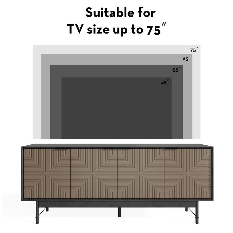 WESOME 64.45" Mid-Century TV Stand Entertainment Center with Doors