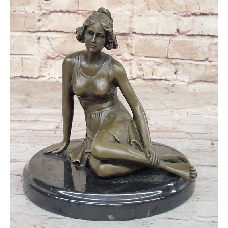 Bronze Art Deco Style Figural Elegant Woman Hand Made Statue Sculpture