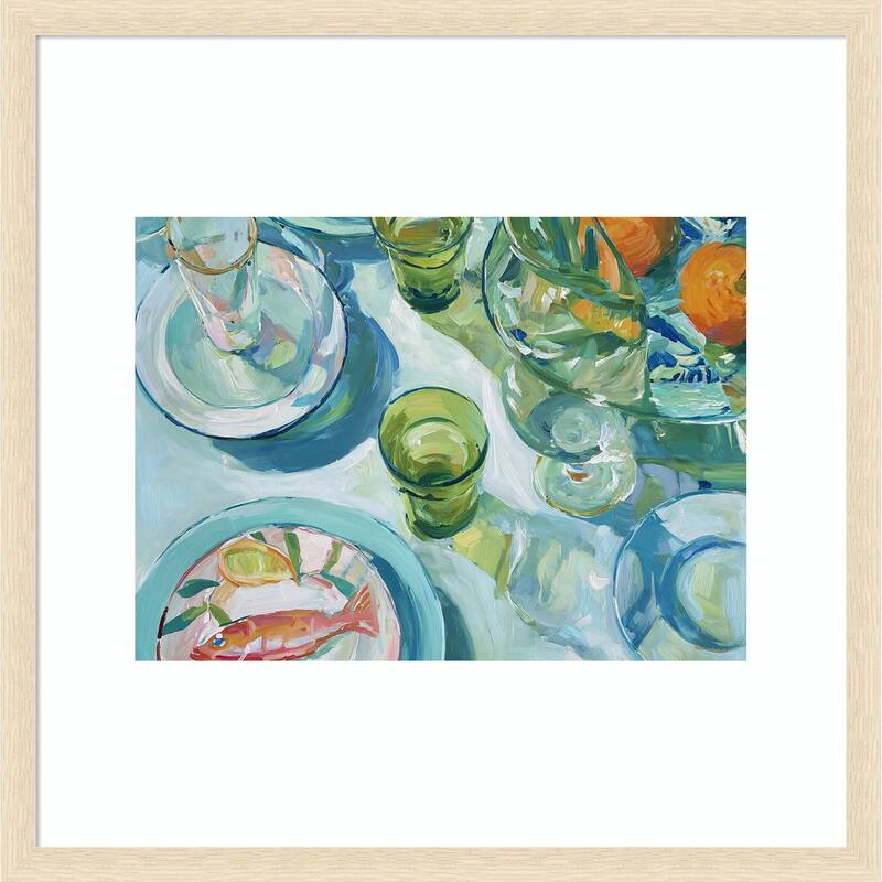 GreenTable No. 1 by Paula Freeman Wood Framed Wall Art Print