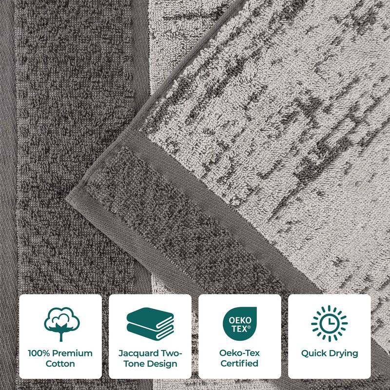 Superior Lodie Cotton Jacquard Solid and Two-Toned 8 Piece Towel Set