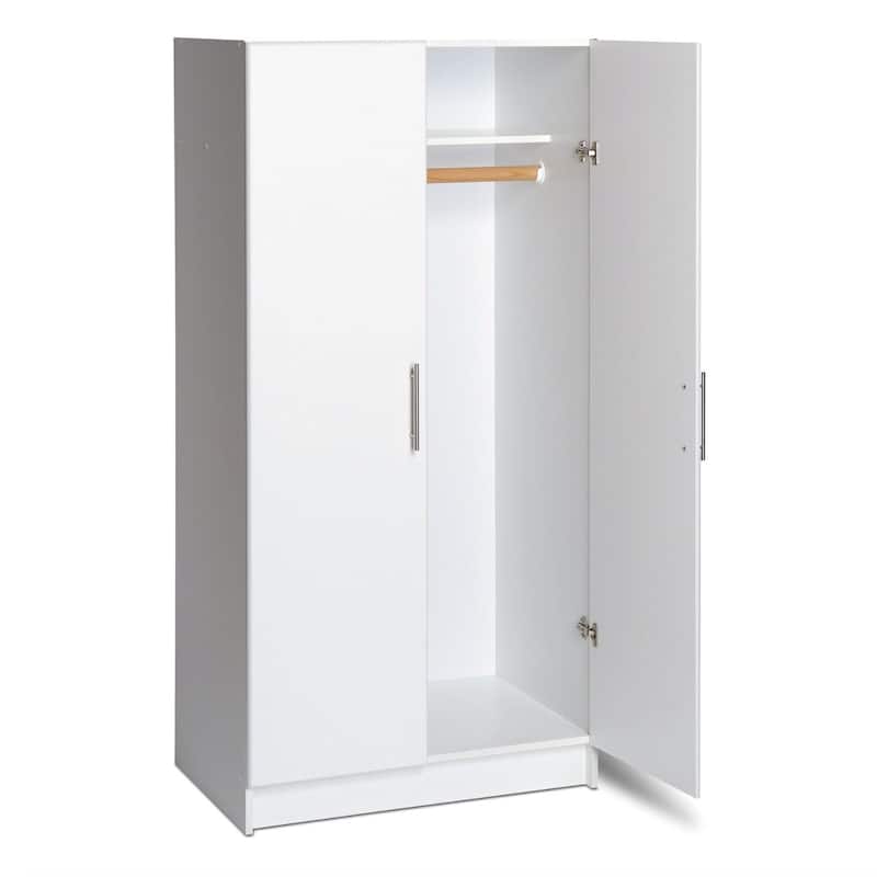 White 2-Door Wardrobe Cabinet with Hanging Rail and Storage Shelf - 20 x 32 x 65 inches
